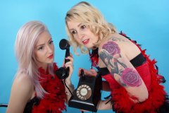 DollyBird and Sammy-Clare 2014-04-13 retro fitness shoot - girdle and corset