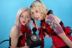 DollyBird and Sammy-Clare 2014-04-13 retro fitness shoot - girdle and corset