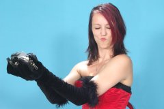 Lauren - red vollers overbust corset and black style 210 girdle