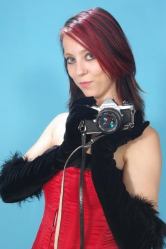 Lauren - red vollers overbust corset and black style 210 girdle