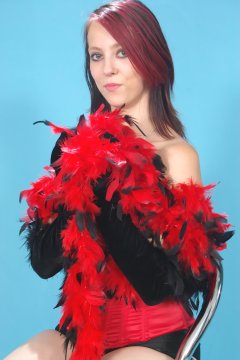 Lauren - red vollers overbust corset and black style 210 girdle