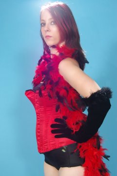 Lauren - red vollers overbust corset and black style 210 girdle