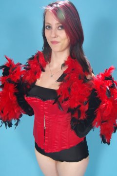 Lauren - red vollers overbust corset and black style 210 girdle