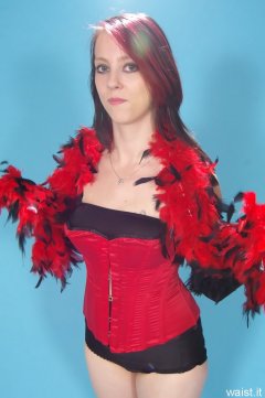 Lauren - red vollers overbust corset and black style 210 girdle