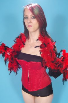 Lauren - red vollers overbust corset and black style 210 girdle