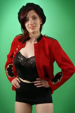 Dawsie black strapless longline bra and firm-control lycra pantie girdle worn as hotpants