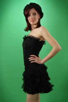 Dawsie black strapless longline bra and firm-control lycra pantie girdle worn as hotpants