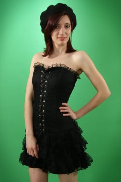 Dawsie black strapless longline bra and firm-control lycra pantie girdle worn as hotpants