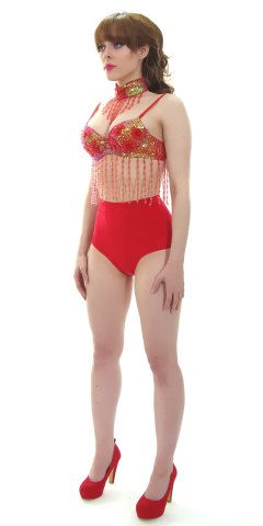 Kirsten-Ria red Chinese dance top and Chinese pocket girdle - photo for animation