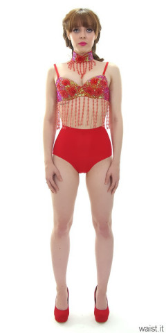 Kirsten-Ria red Chinese dance top and Chinese pocket girdle - photo for animation