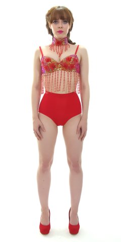 Kirsten-Ria red Chinese dance top and Chinese pocket girdle - photo for animation