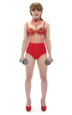 Kirsten-Ria red Chinese dance top and Chinese pocket girdle - photo for animation