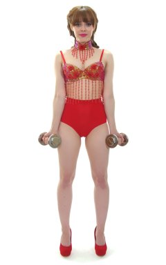 Kirsten-Ria red Chinese dance top and Chinese pocket girdle - photo for animation