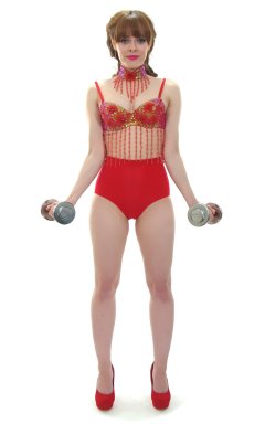 Kirsten-Ria red Chinese dance top and Chinese pocket girdle - photo for animation