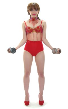 Kirsten-Ria red Chinese dance top and Chinese pocket girdle - photo for animation
