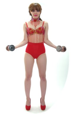 Kirsten-Ria red Chinese dance top and Chinese pocket girdle - photo for animation