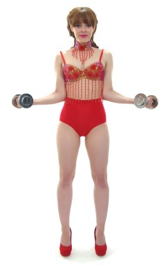 Kirsten-Ria red Chinese dance top and Chinese pocket girdle - photo for animation
