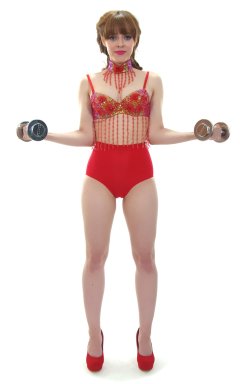 Kirsten-Ria red Chinese dance top and Chinese pocket girdle - photo for animation