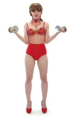 Kirsten-Ria red Chinese dance top and Chinese pocket girdle - photo for animation