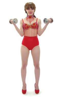 Kirsten-Ria red Chinese dance top and Chinese pocket girdle - photo for animation