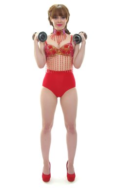 Kirsten-Ria red Chinese dance top and Chinese pocket girdle - photo for animation
