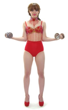 Kirsten-Ria red Chinese dance top and Chinese pocket girdle - photo for animation