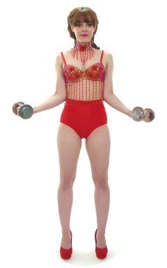Kirsten-Ria red Chinese dance top and Chinese pocket girdle - photo for animation