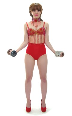 Kirsten-Ria red Chinese dance top and Chinese pocket girdle - photo for animation
