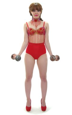 Kirsten-Ria red Chinese dance top and Chinese pocket girdle - photo for animation