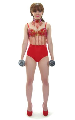 Kirsten-Ria red Chinese dance top and Chinese pocket girdle - photo for animation