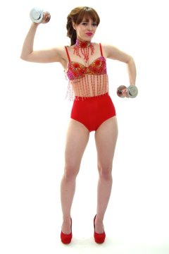 Kirsten-Ria red bra and pocket girdle