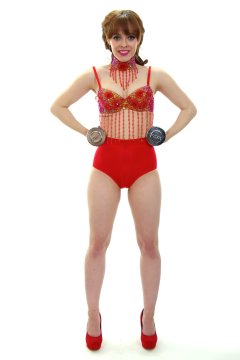 Kirsten-Ria red bra and pocket girdle