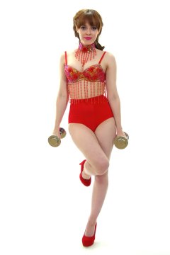 Kirsten-Ria red bra and pocket girdle