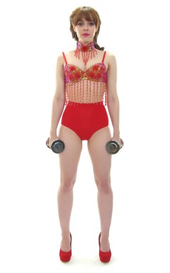 Kirsten-Ria red Chinese dance top and Chinese pocket girdle - photo for animation