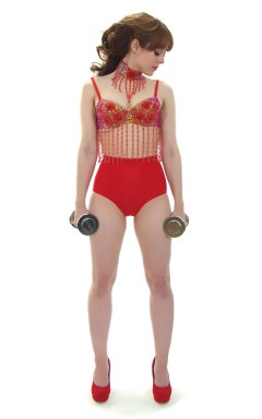 Kirsten-Ria red Chinese dance top and Chinese pocket girdle - photo for animation