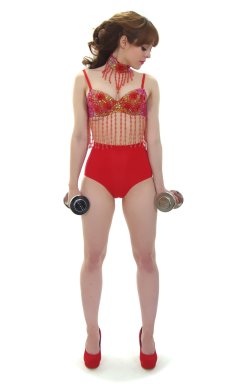 Kirsten-Ria red Chinese dance top and Chinese pocket girdle - photo for animation