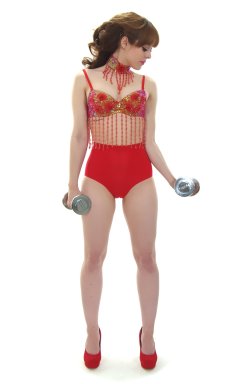 Kirsten-Ria red Chinese dance top and Chinese pocket girdle - photo for animation