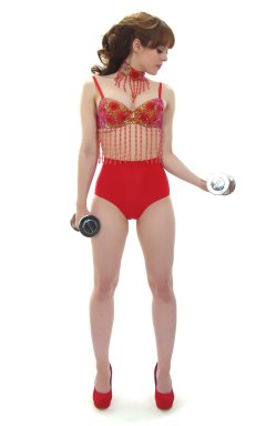 Kirsten-Ria red Chinese dance top and Chinese pocket girdle - photo for animation