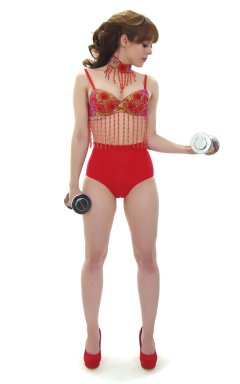 Kirsten-Ria red Chinese dance top and Chinese pocket girdle - photo for animation