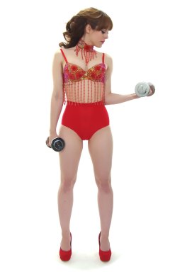Kirsten-Ria red Chinese dance top and Chinese pocket girdle - photo for animation