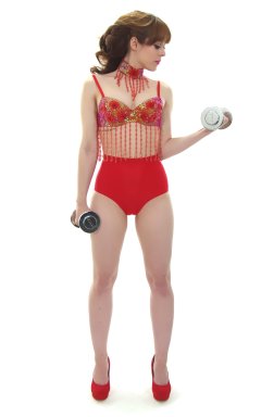 Kirsten-Ria red Chinese dance top and Chinese pocket girdle - photo for animation