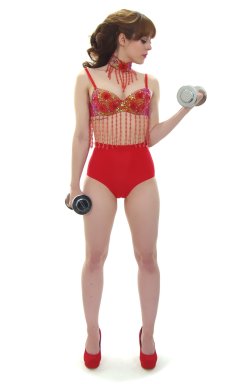 Kirsten-Ria red Chinese dance top and Chinese pocket girdle - photo for animation