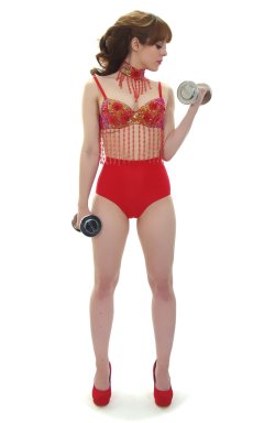 Kirsten-Ria red Chinese dance top and Chinese pocket girdle - photo for animation