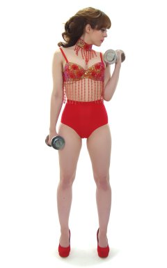 Kirsten-Ria red Chinese dance top and Chinese pocket girdle - photo for animation