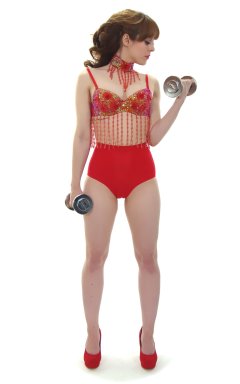 Kirsten-Ria red Chinese dance top and Chinese pocket girdle - photo for animation