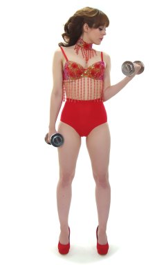 Kirsten-Ria red Chinese dance top and Chinese pocket girdle - photo for animation