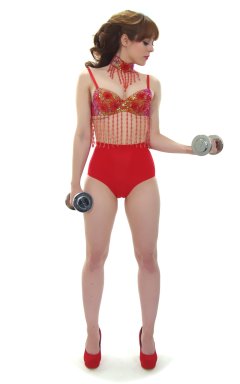 Kirsten-Ria red Chinese dance top and Chinese pocket girdle - photo for animation