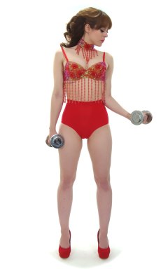 Kirsten-Ria red Chinese dance top and Chinese pocket girdle - photo for animation