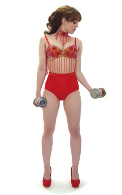 Kirsten-Ria red Chinese dance top and Chinese pocket girdle - photo for animation