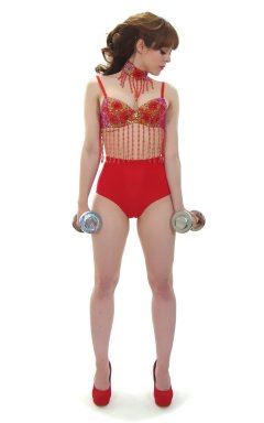 Kirsten-Ria red Chinese dance top and Chinese pocket girdle - photo for animation